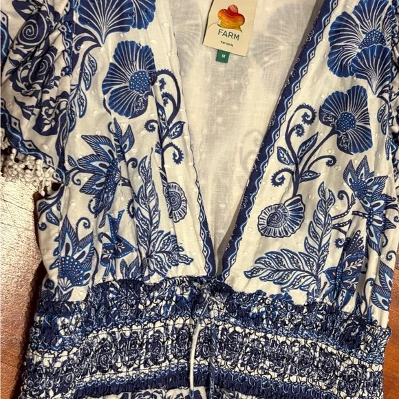 Farm Rio Blue & White Floral V-Neck Maxi Dress - Picture 5 of 7